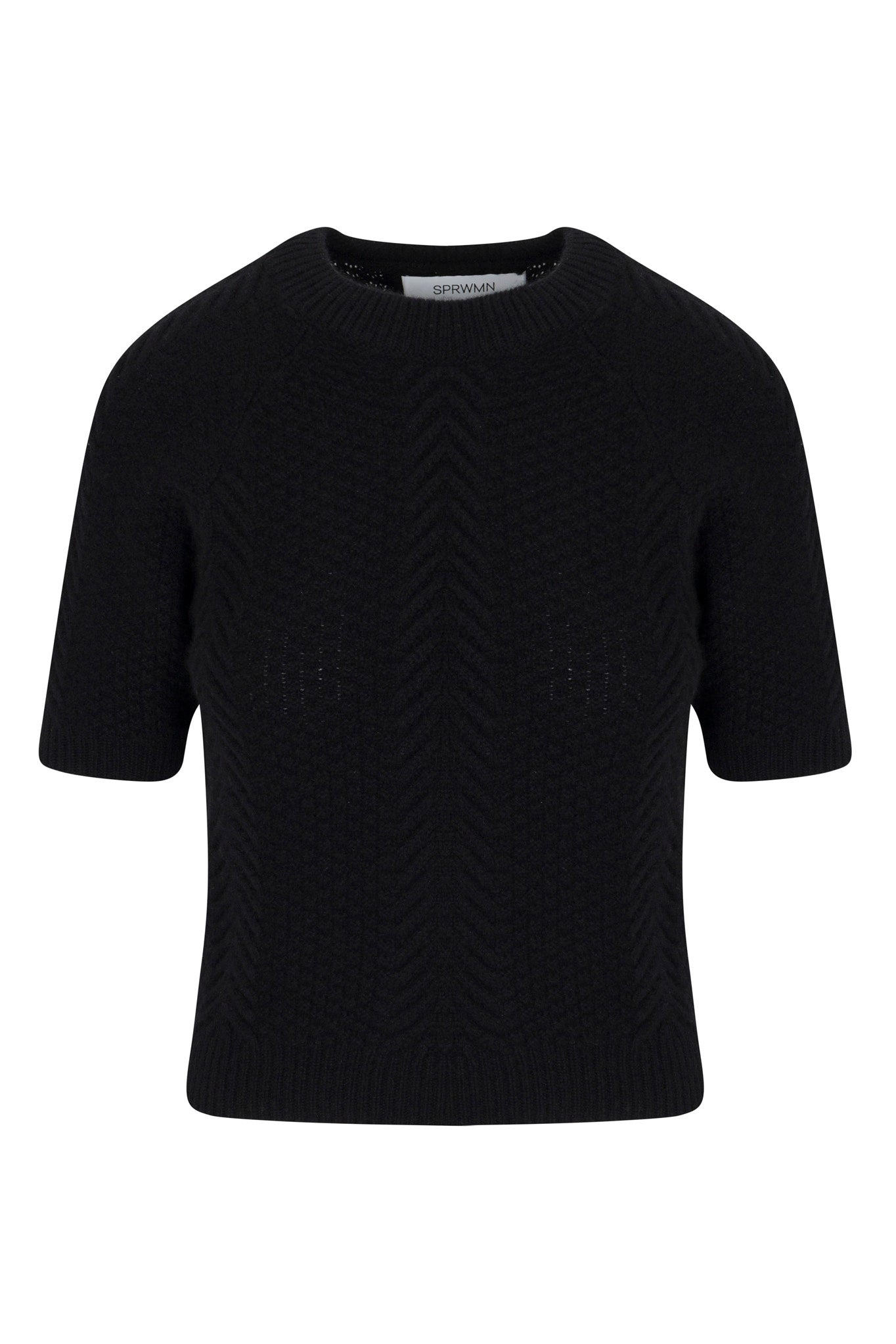 BLACK CASHMERE CABLE KNIT RAGLAN SWEATER - 5