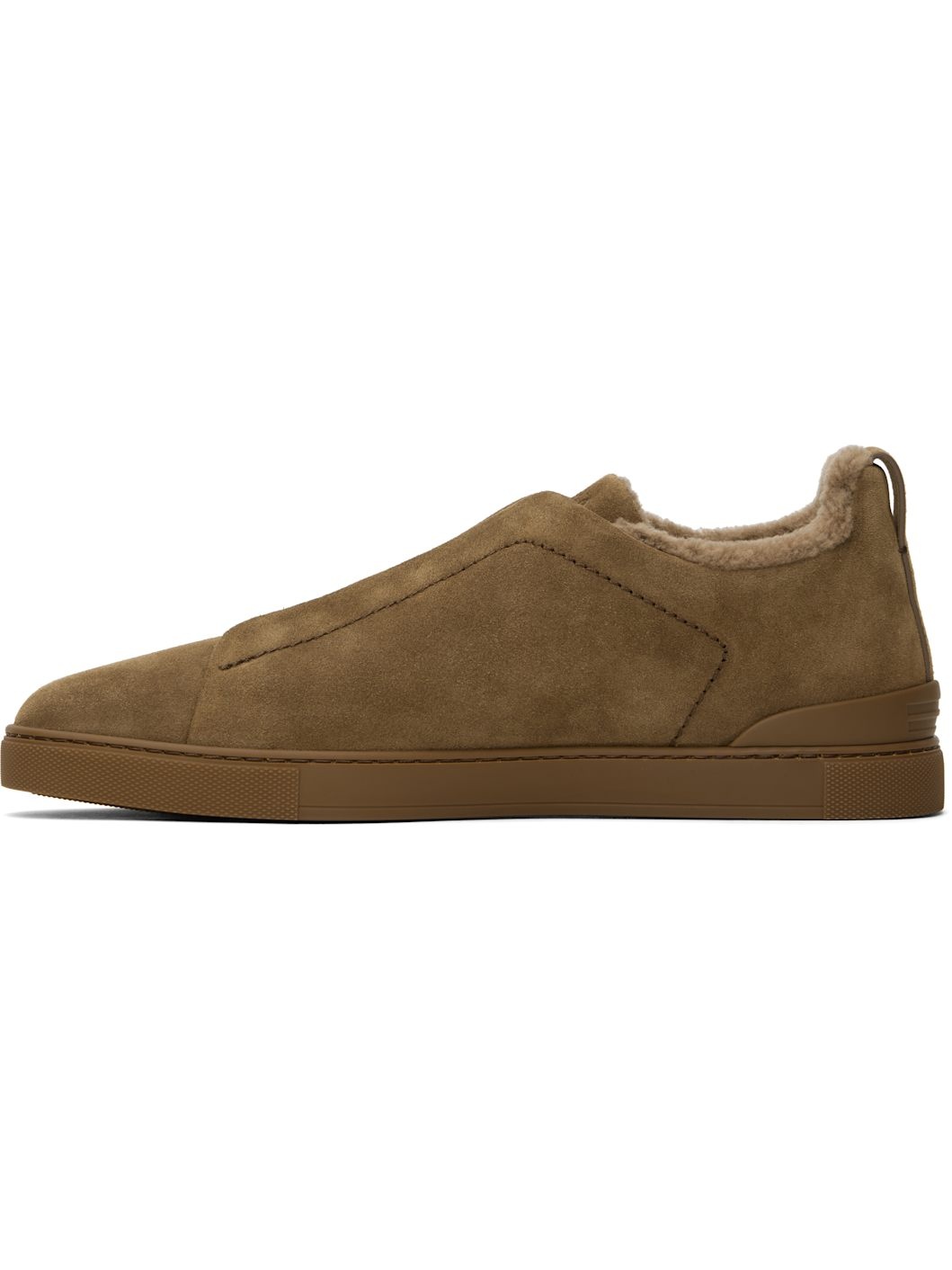 Brown Suede Triple Stitch Sneakers - 3