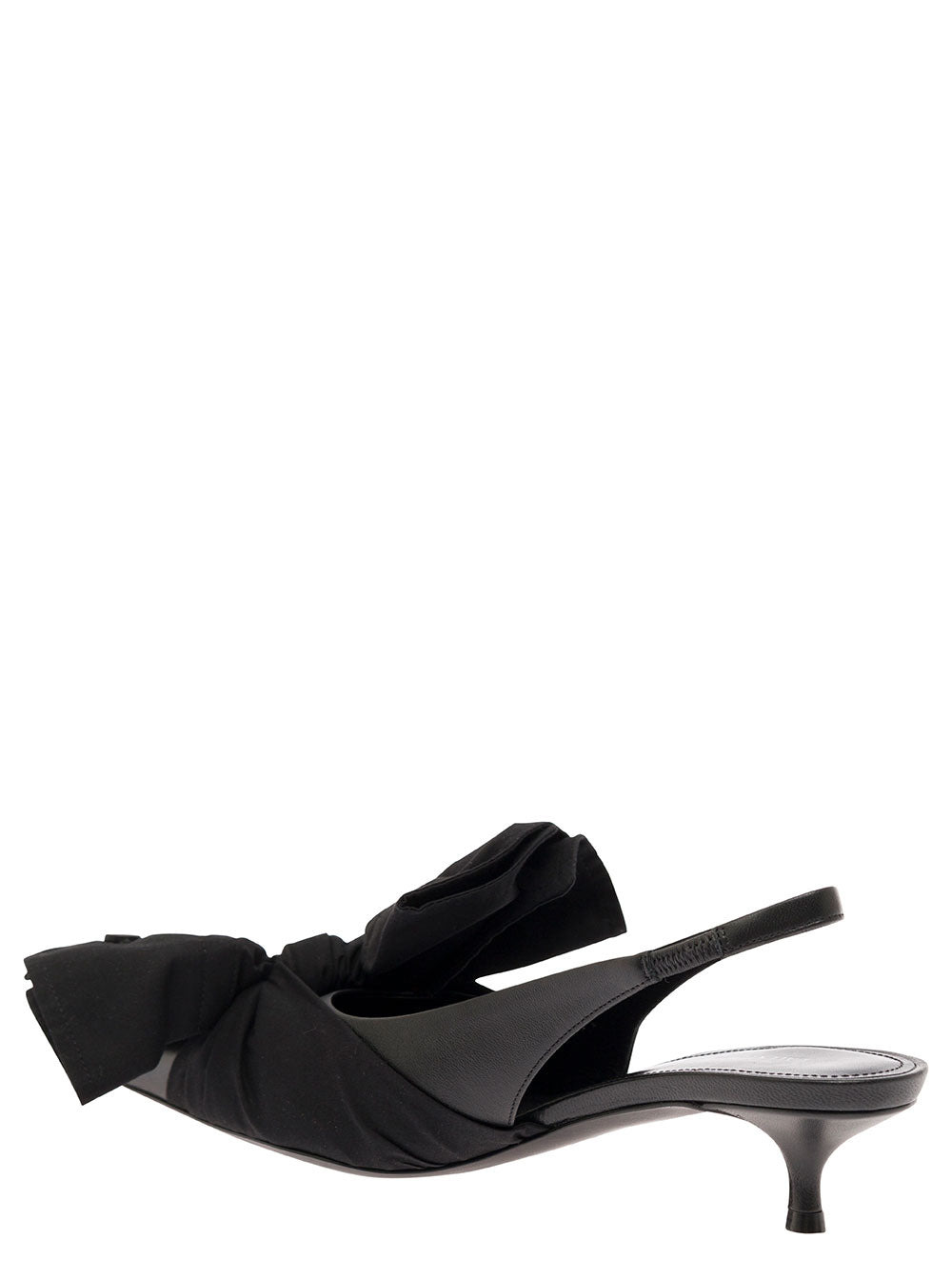 Balenciaga Women Black Slingback Pumps With Knot Detail In Leather And Cotton Woman - 3