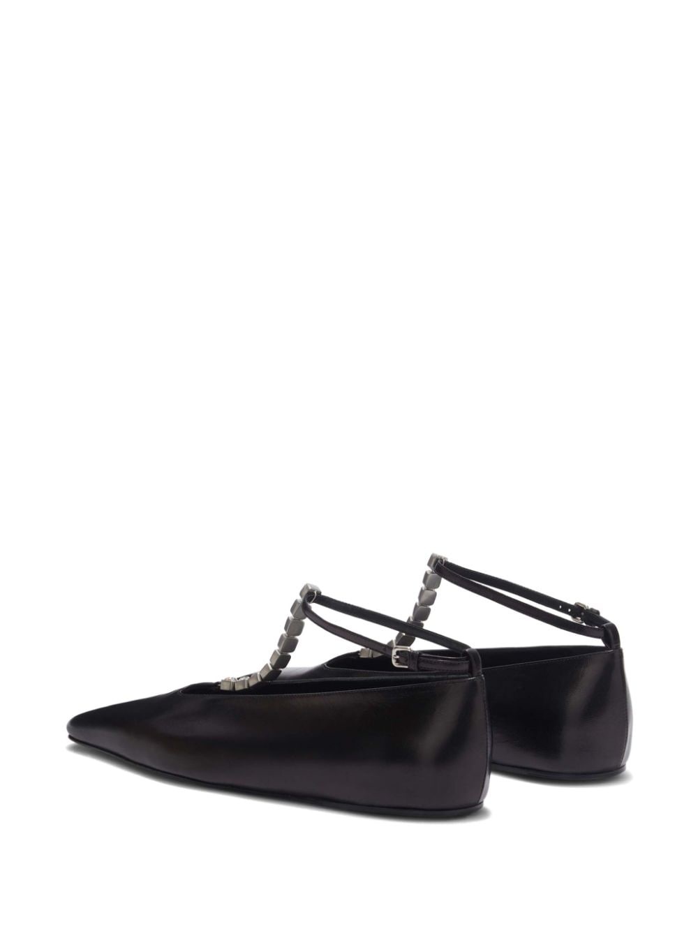 crystal-embellished leather ballerina shoes - 3