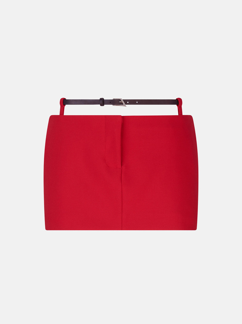 VIBRANT RED MINI SKIRT 1