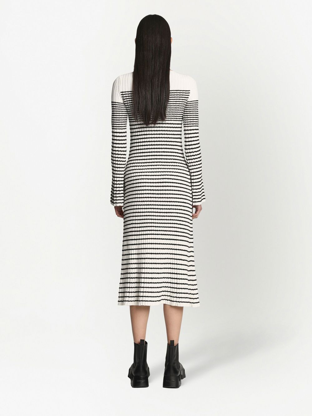 striped bouclé knit dress - 4