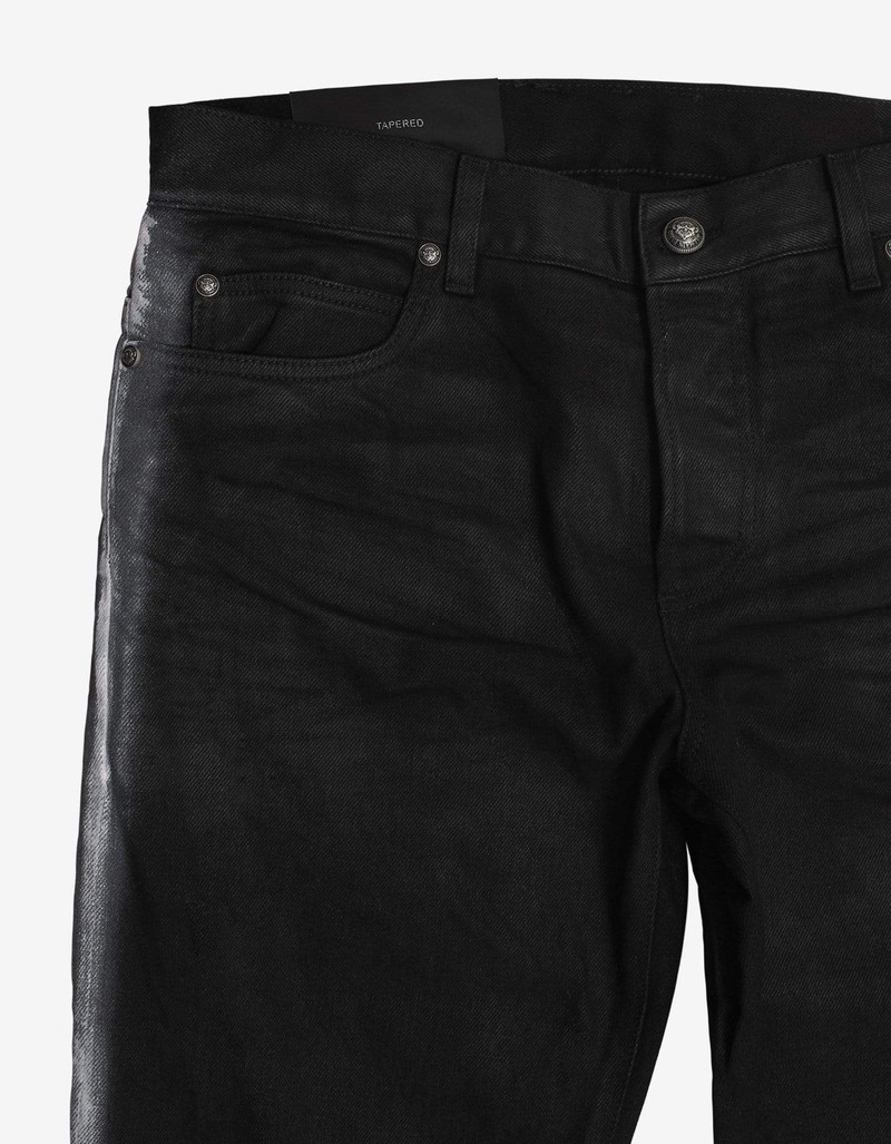 Balmain Black B Logo Spray Paint Stripe Jeans 4