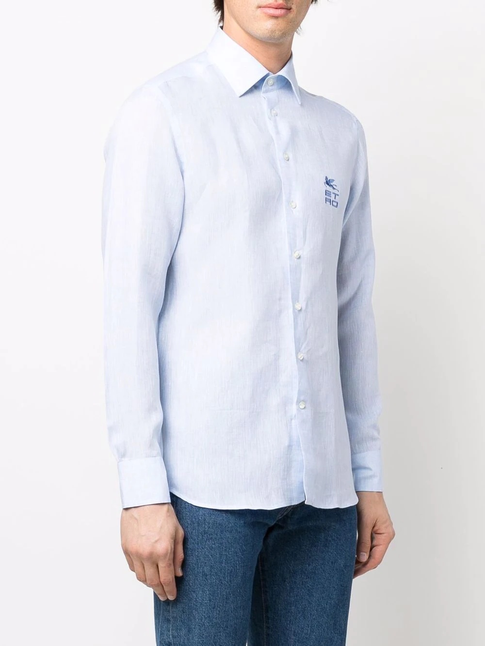 embroidered-logo button-up shirt - 3