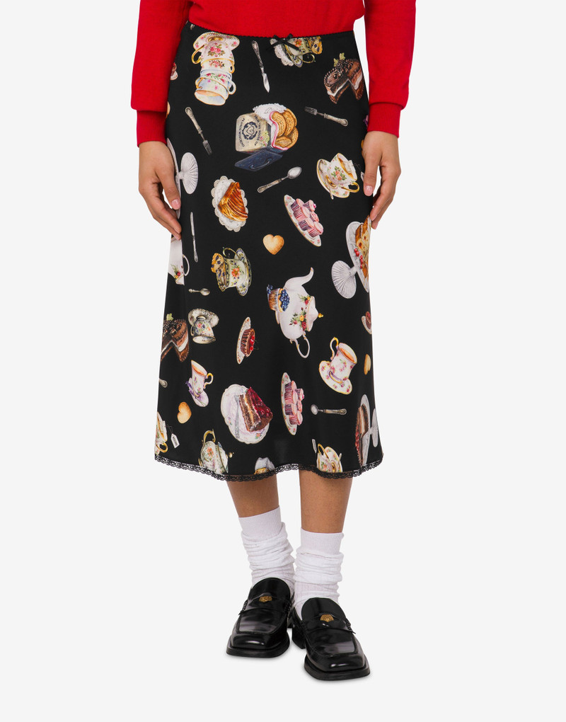 Moschino PRINTED SILK SATIN SKIRT outlook