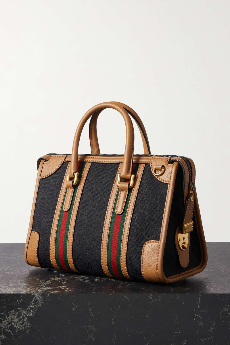 Leather-trimmed printed coated-canvas tote 3