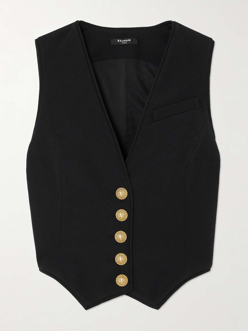 Button-embellished wool vest - 1