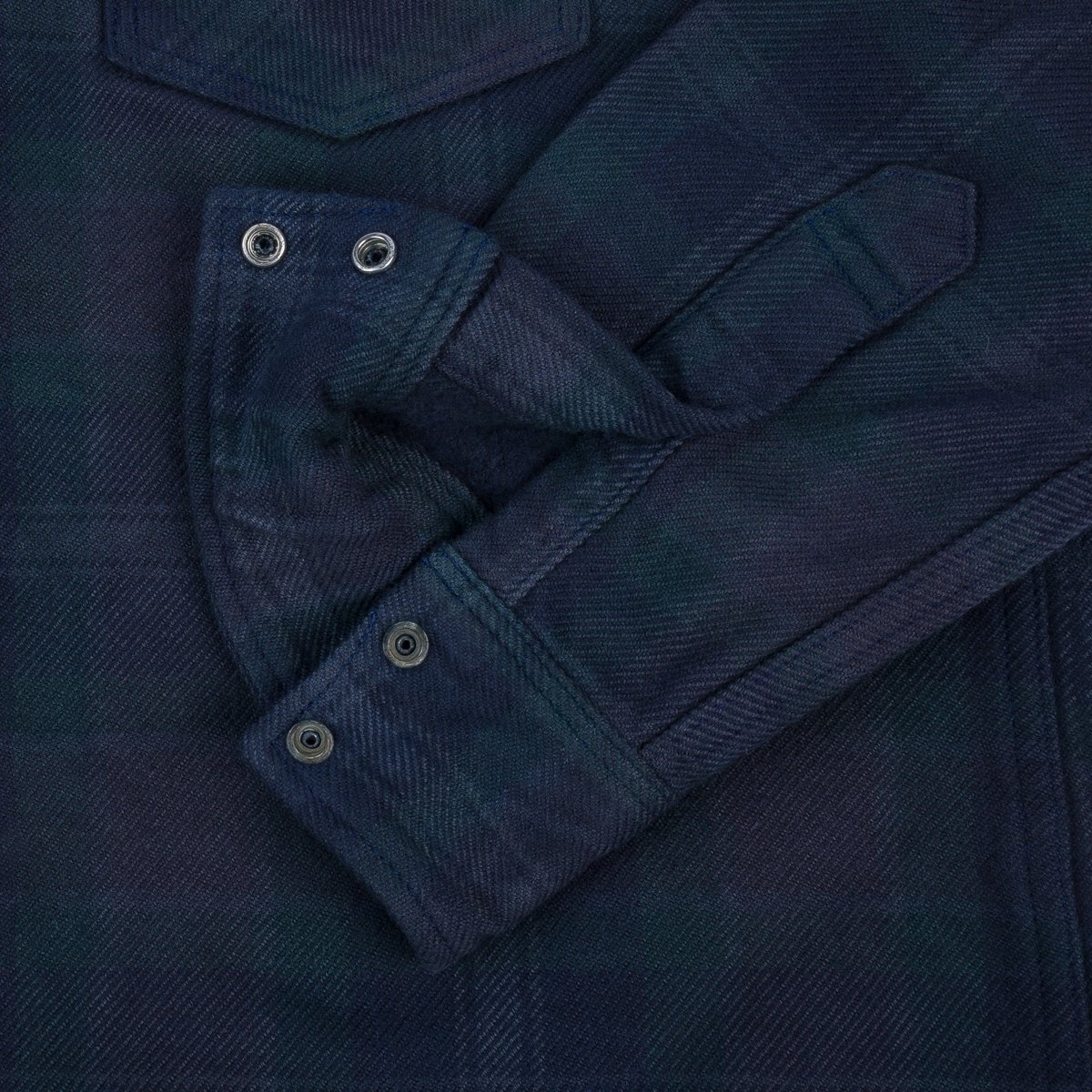IHSH-336-OD Ultra Heavy Flannel Crazy Check Western Shirt - Navy Overdyed Black - 10