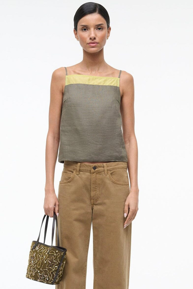 STAUD MAISIE LINEN TOP PALO VERDE 1
