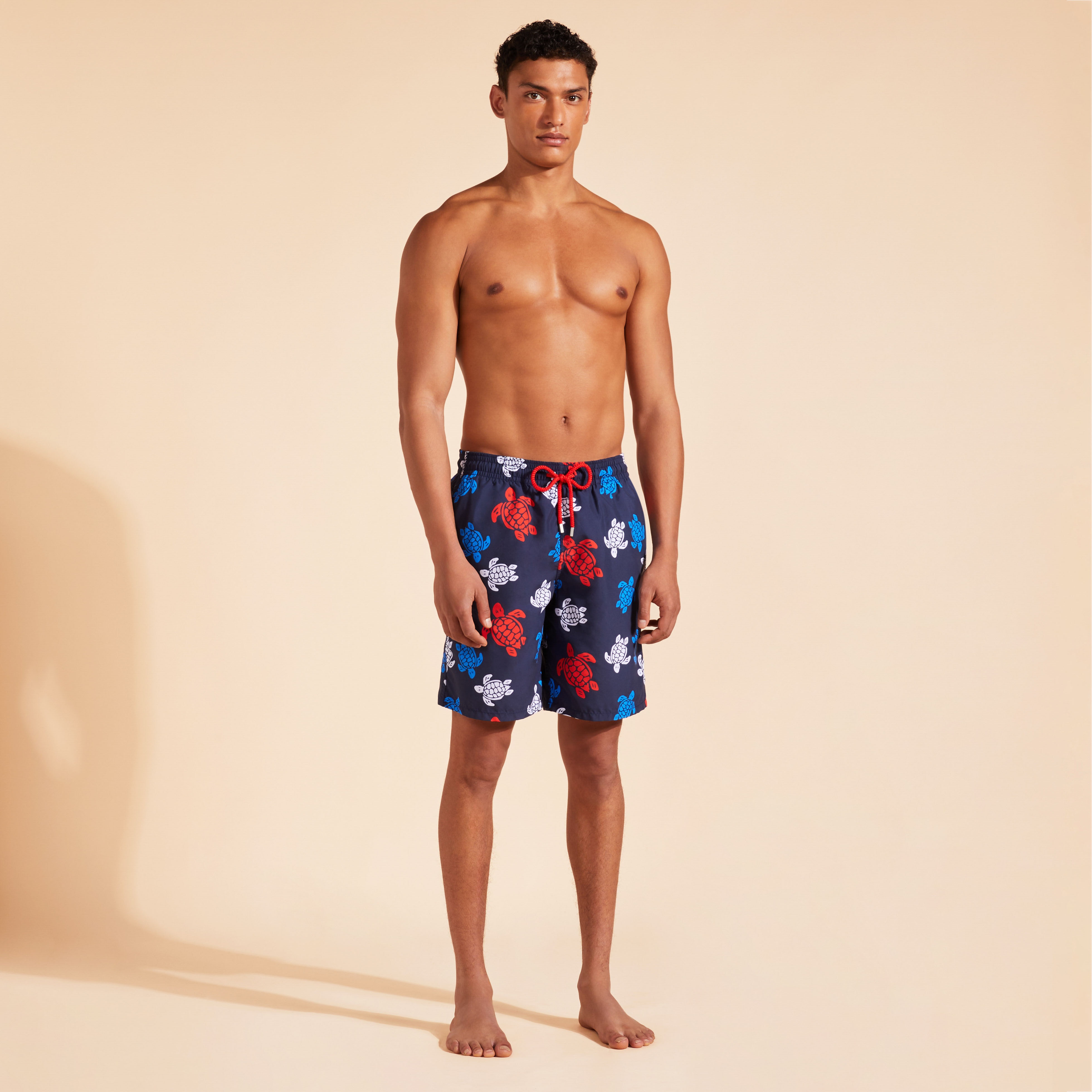 Men Long Swim Trunks Tortues Multicolores - 3