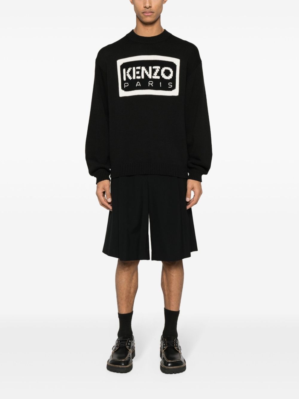 intarsia-logo knit jumper - 2