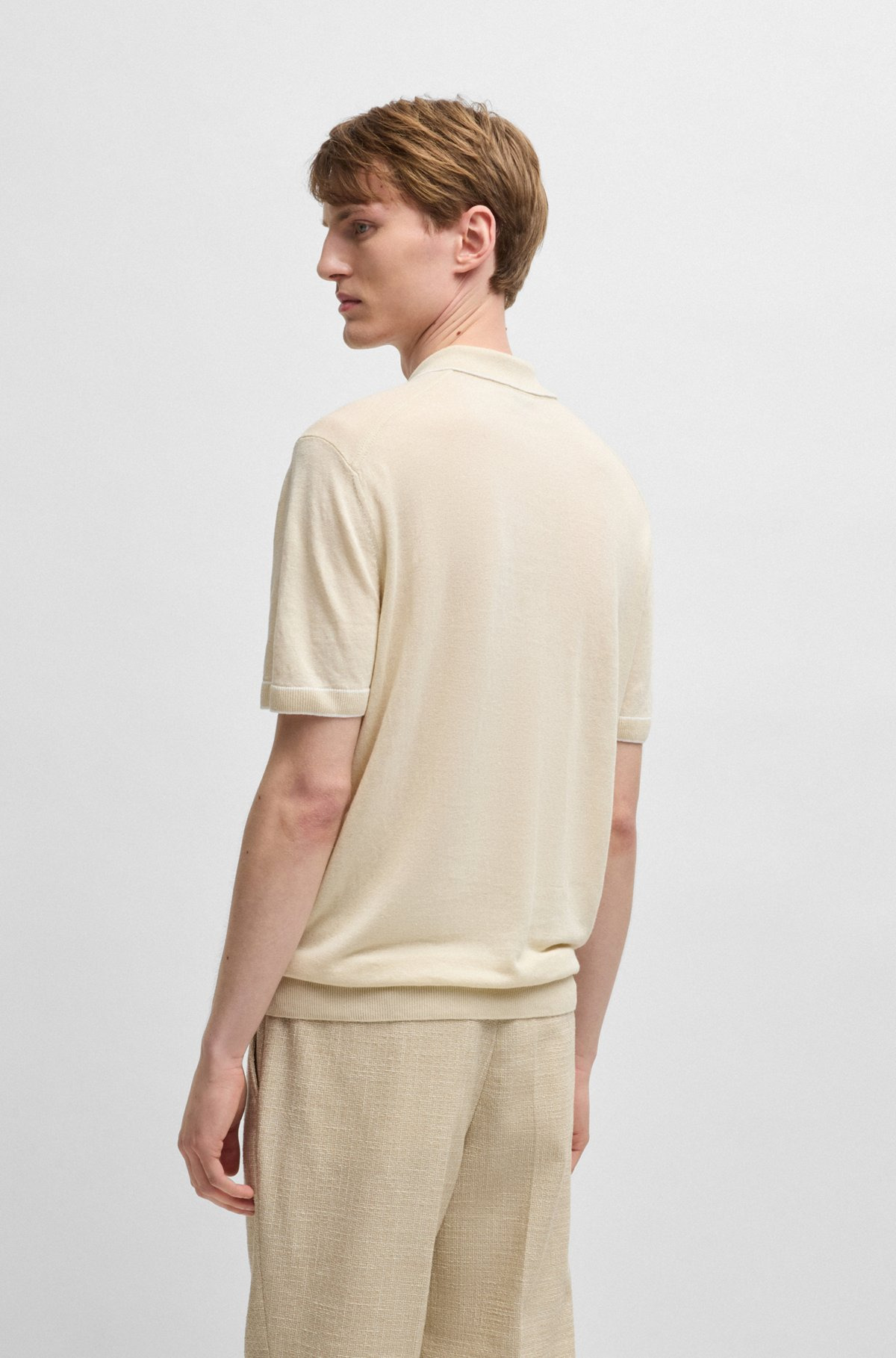 LINEN-BLEND SWEATER WITH ZIP PLACKET - 3