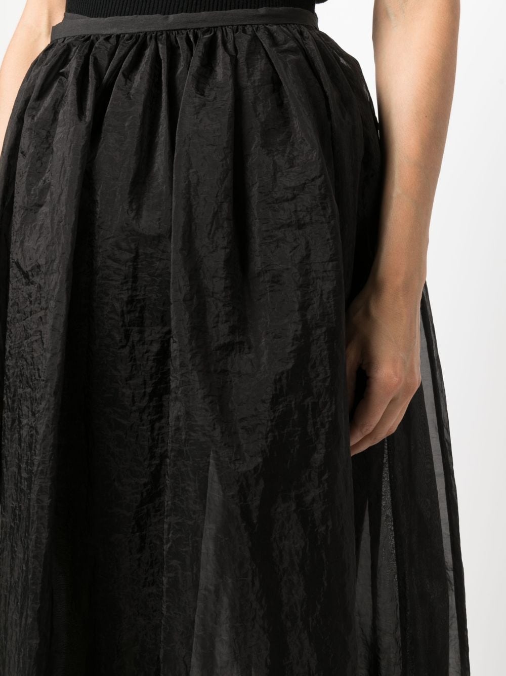 sheer tied-waist full skirt - 5