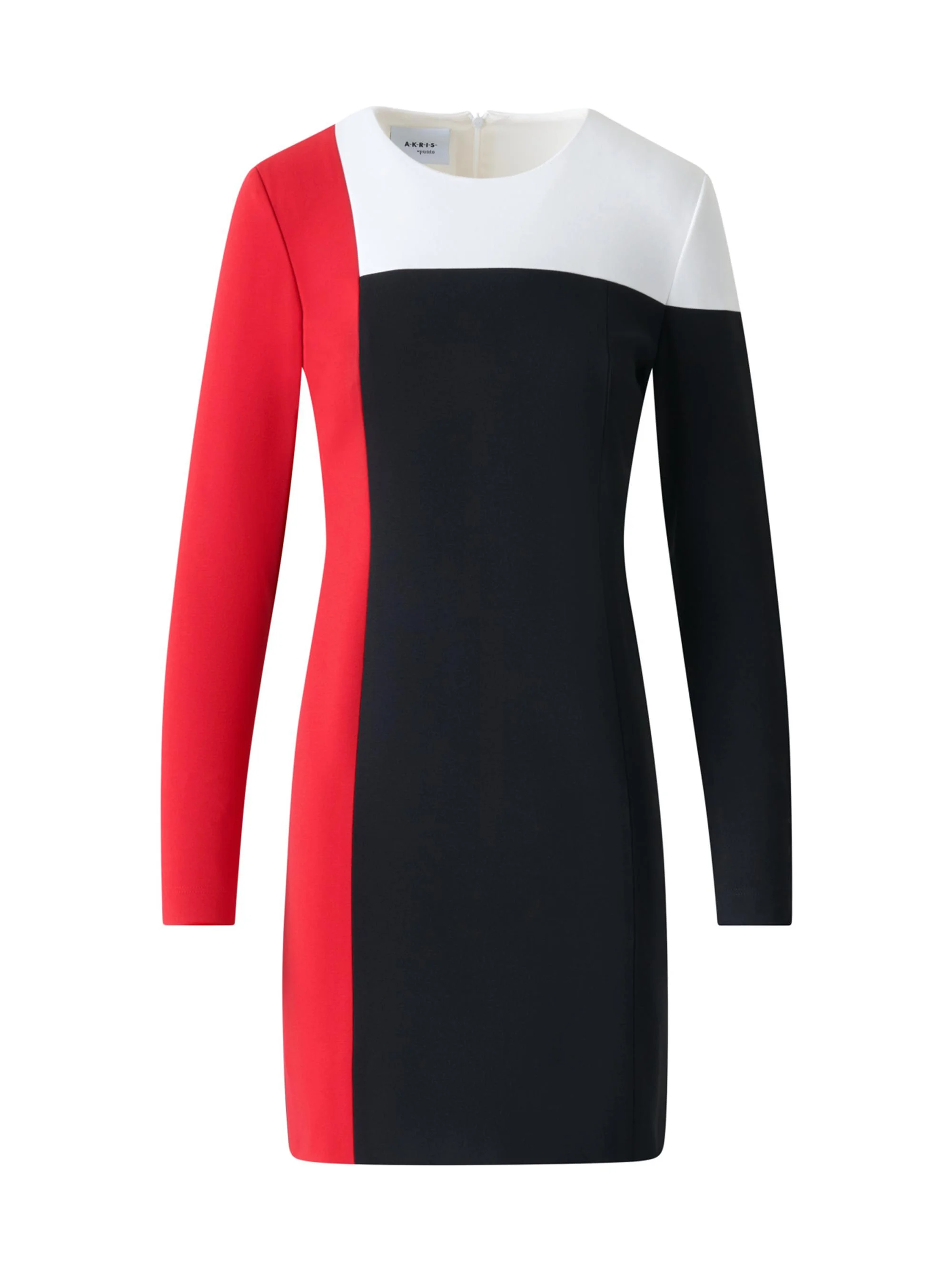 Women's Colorblocked Jersey Sheath Dress - Black Vermillion Cream - 1