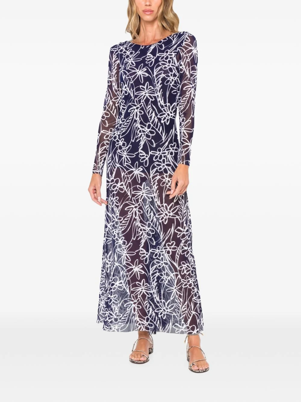 floral-print long-sleeve dress - 1