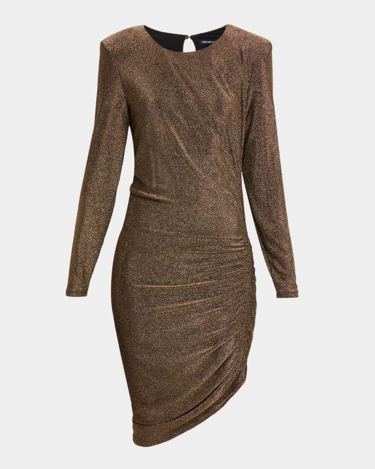 Cyrus Ruched Metallic Long-Sleeve Dress - 1