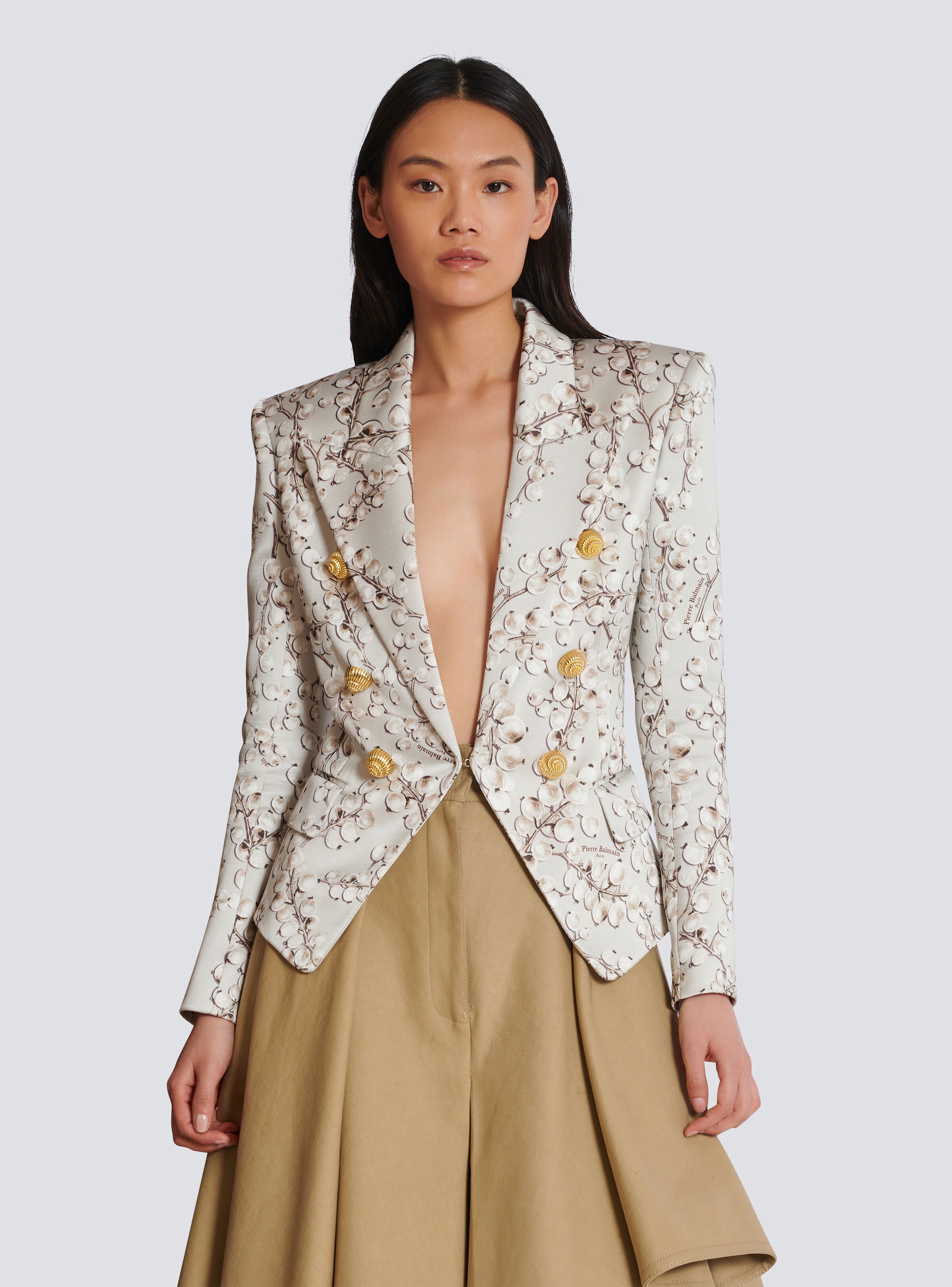 6-button satin jacket with Redcurrant print - 8