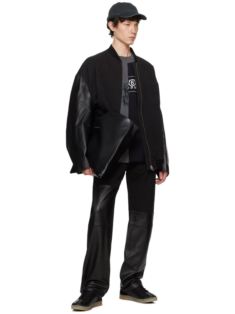 MM6 Maison Margiela Black Paneled Leather Jeans outlook