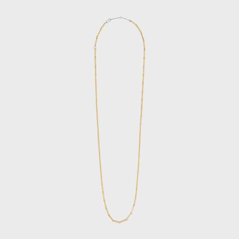 Celine Charms Long Necklace in Brass with Gold and Rhodium Finish 3