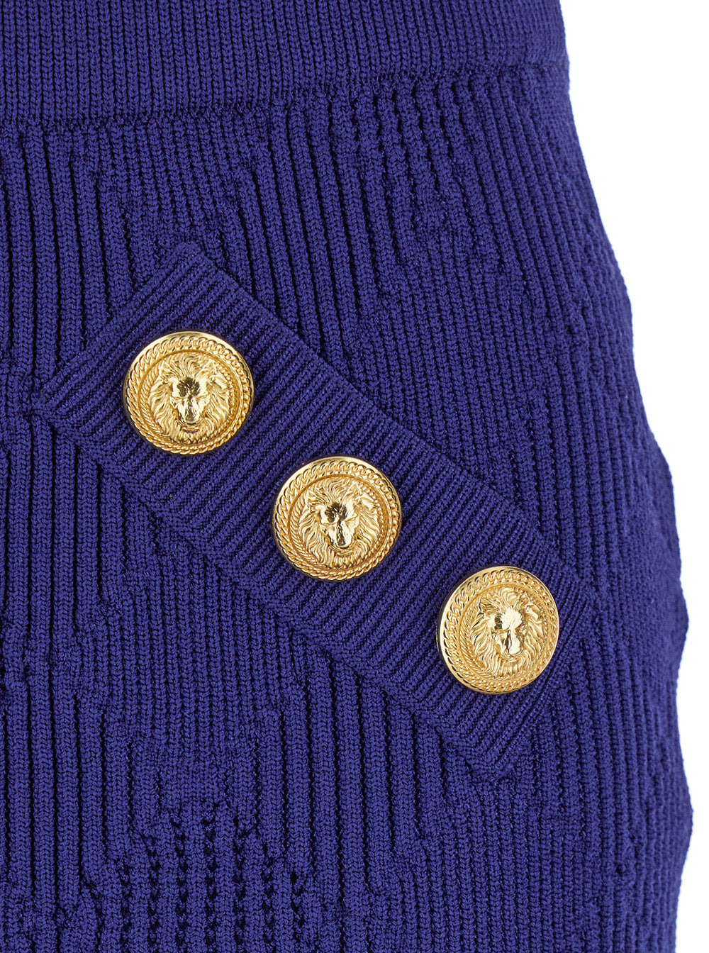 Balmain Women Blue Mini Skirt With Jewel Buttons In Viscose Blend Woman - 3