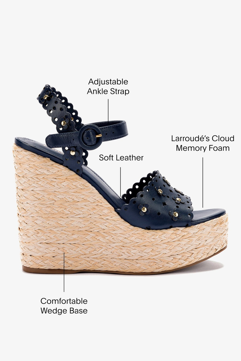 Jasmine Wedge In Navy Leather 5