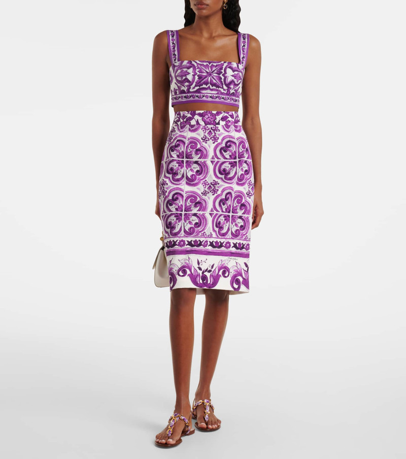 Dolce & Gabbana Majolica silk-blend pencil skirt outlook