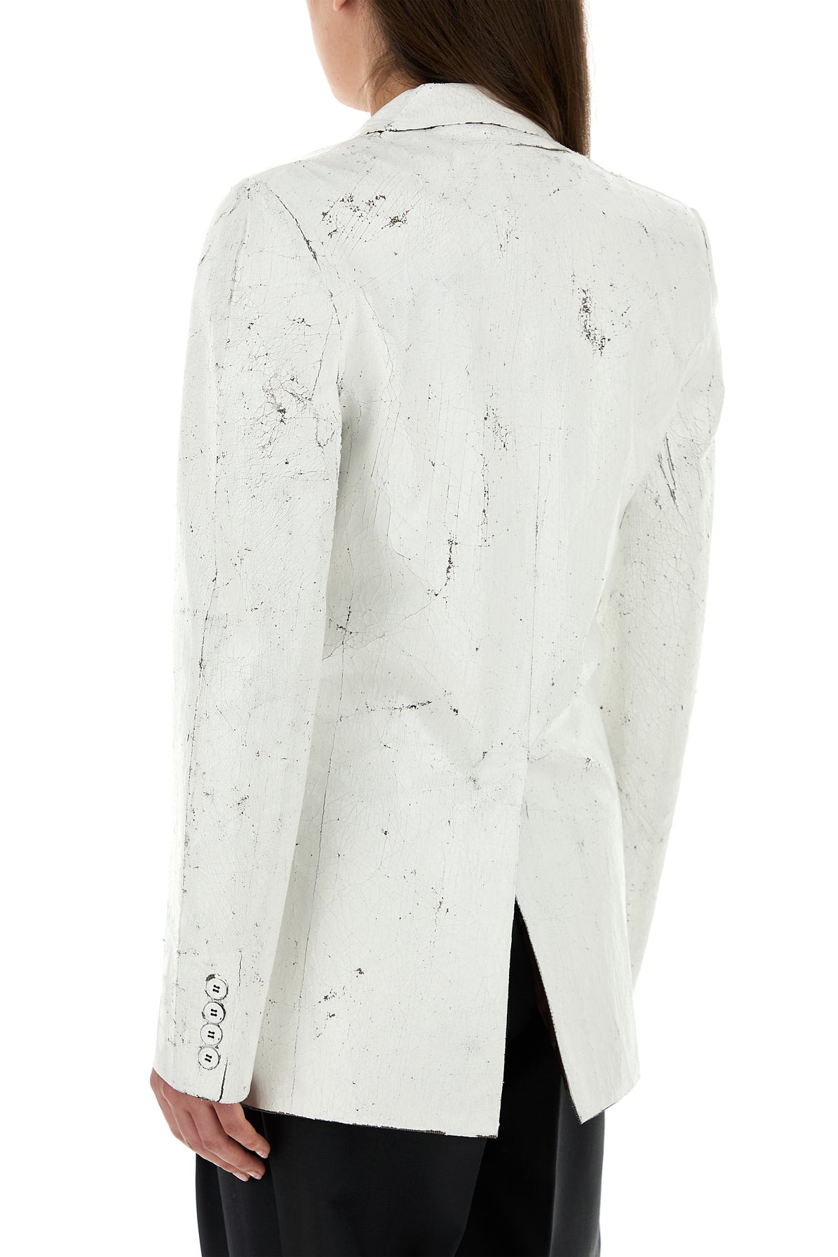 White stretch polyester blend blazer - 4