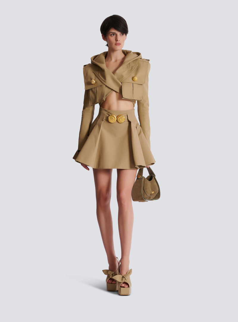 Balmain Cotton cropped hooded jacket outlook