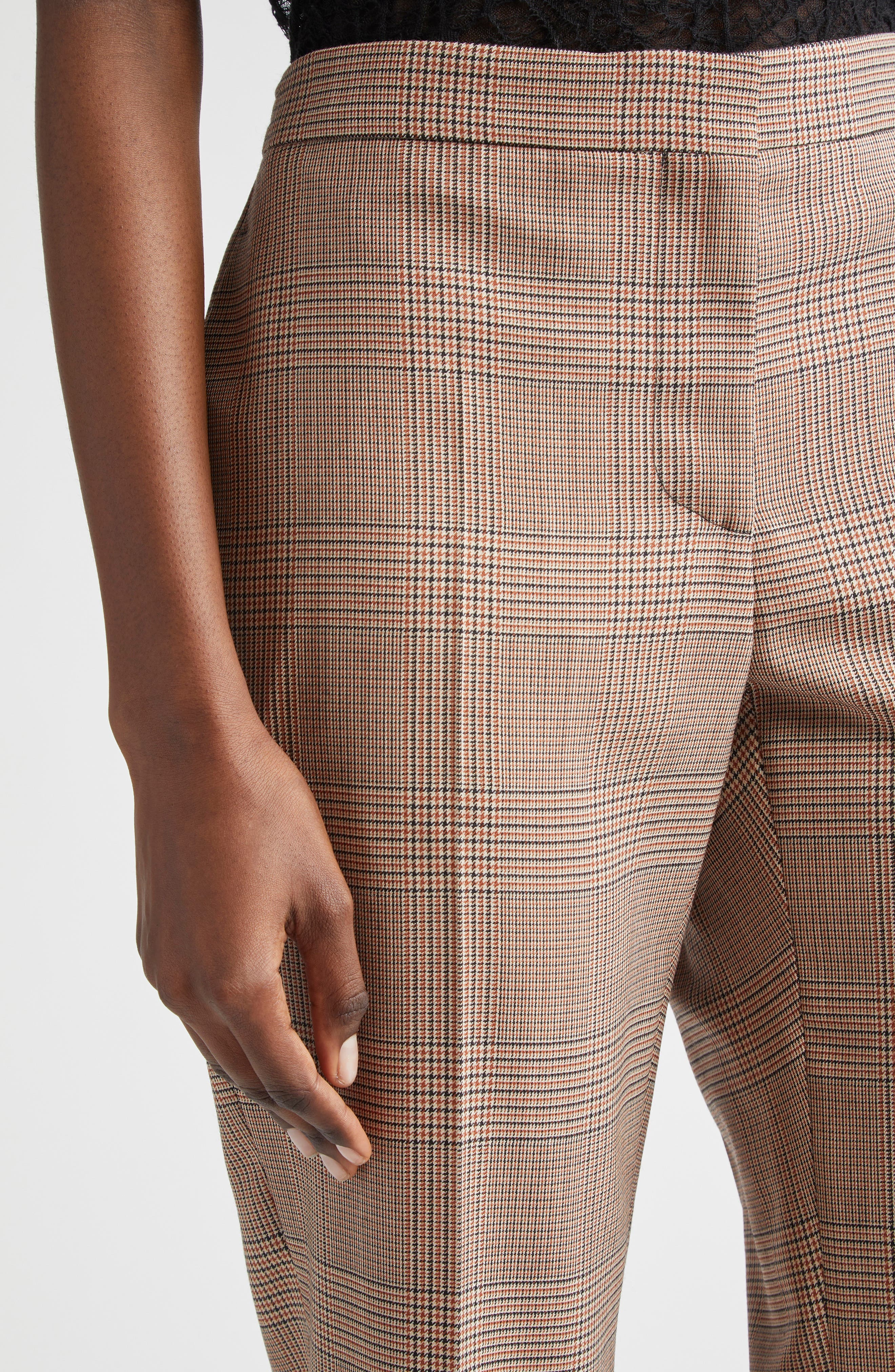 McQueen Prince of Wales Wool Cigarette Pants in Ivory-Black-Tobacco at Nordstrom - 5