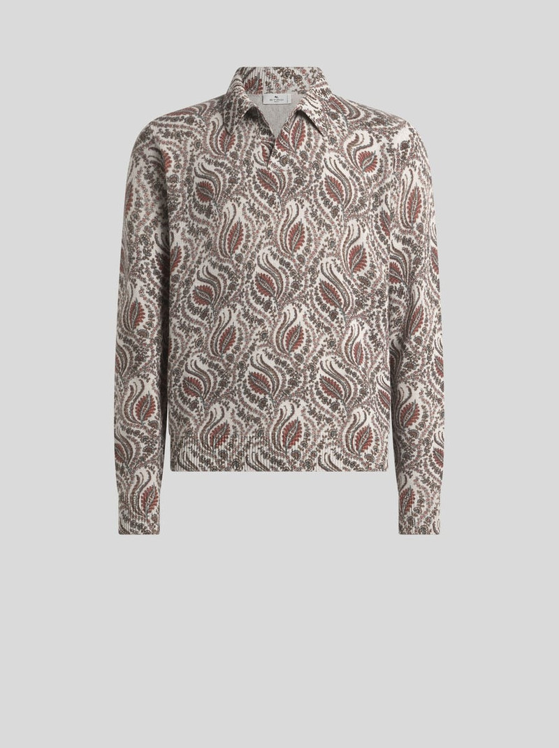 WOOL JACQUARD SWEATER WITH FOLIAGE MOTIF 1