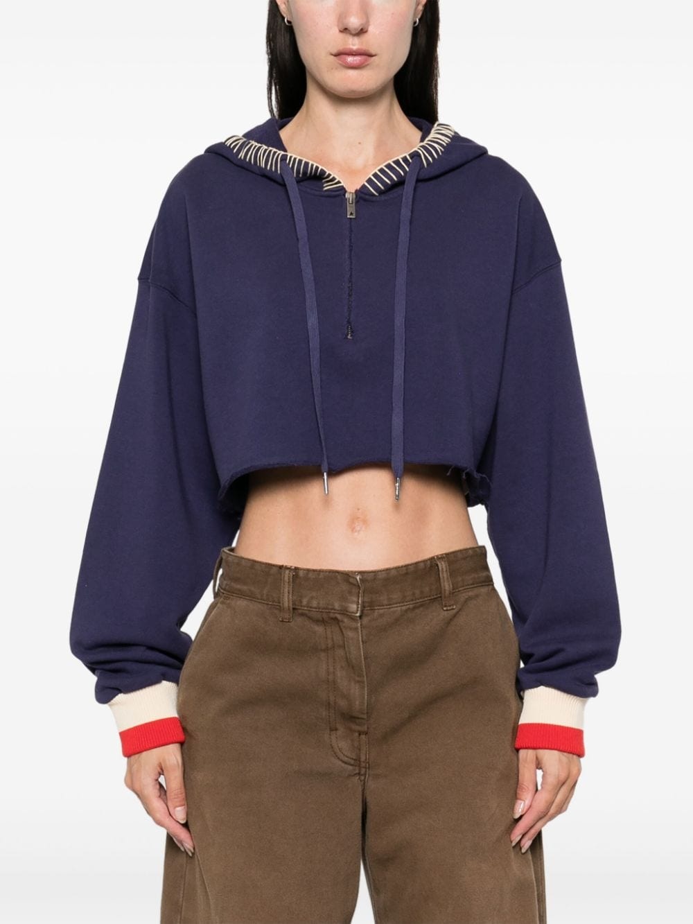 half-zip cropped hoodie - 3