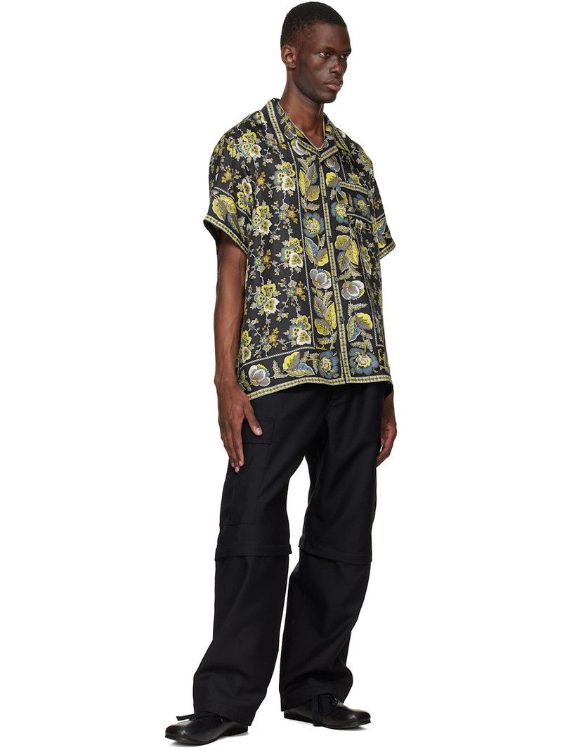 vowels Black Short Sleeve Silk Scarf Shirt outlook