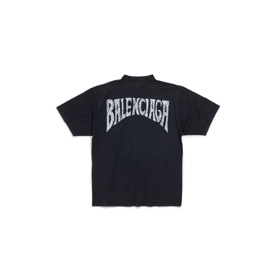 Balenciaga Hand-drawn T-shirt Medium Fit in Black Faded - 2