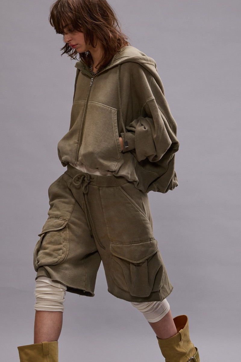 R13 BALLOON ZIP-UP HOODIE - FADED OLIVE outlook