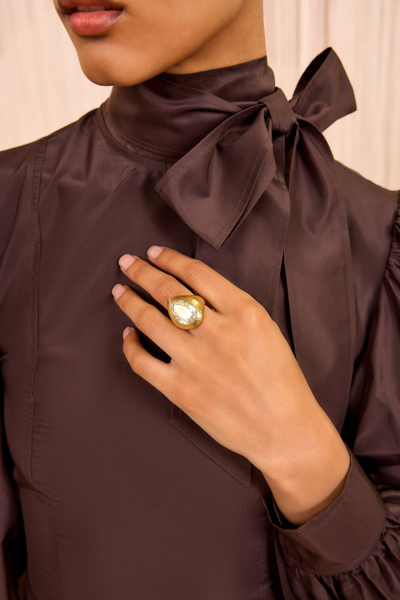 Eula Crystal Pear Signet Ring 3