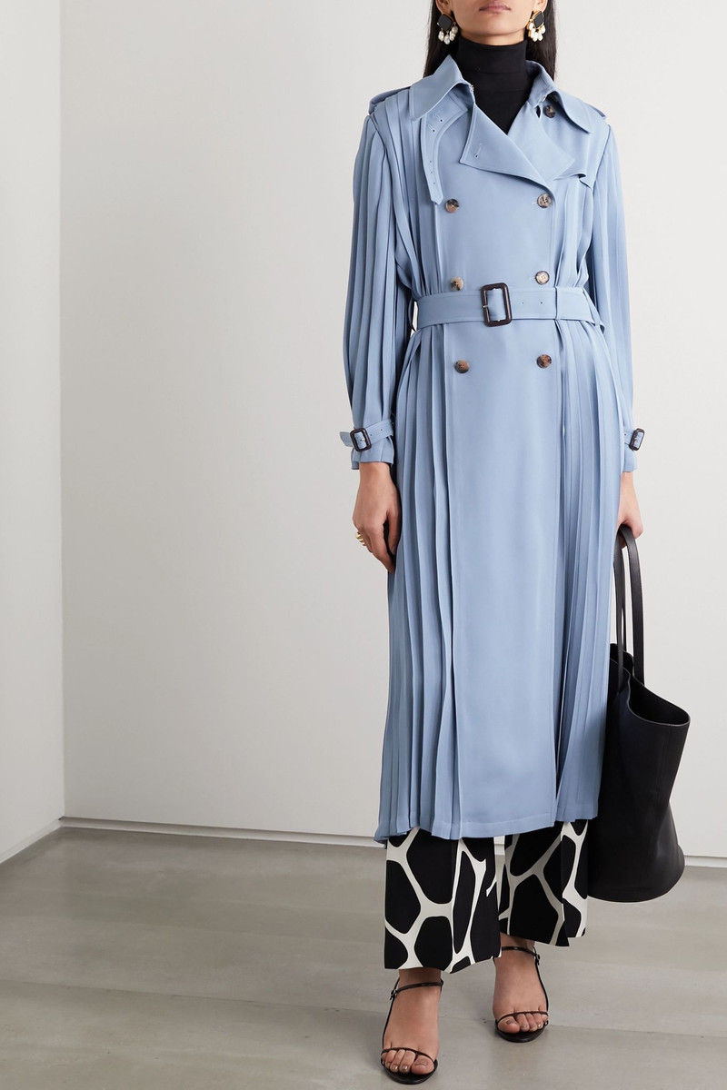 Pleated silk-crepe trench coat 3