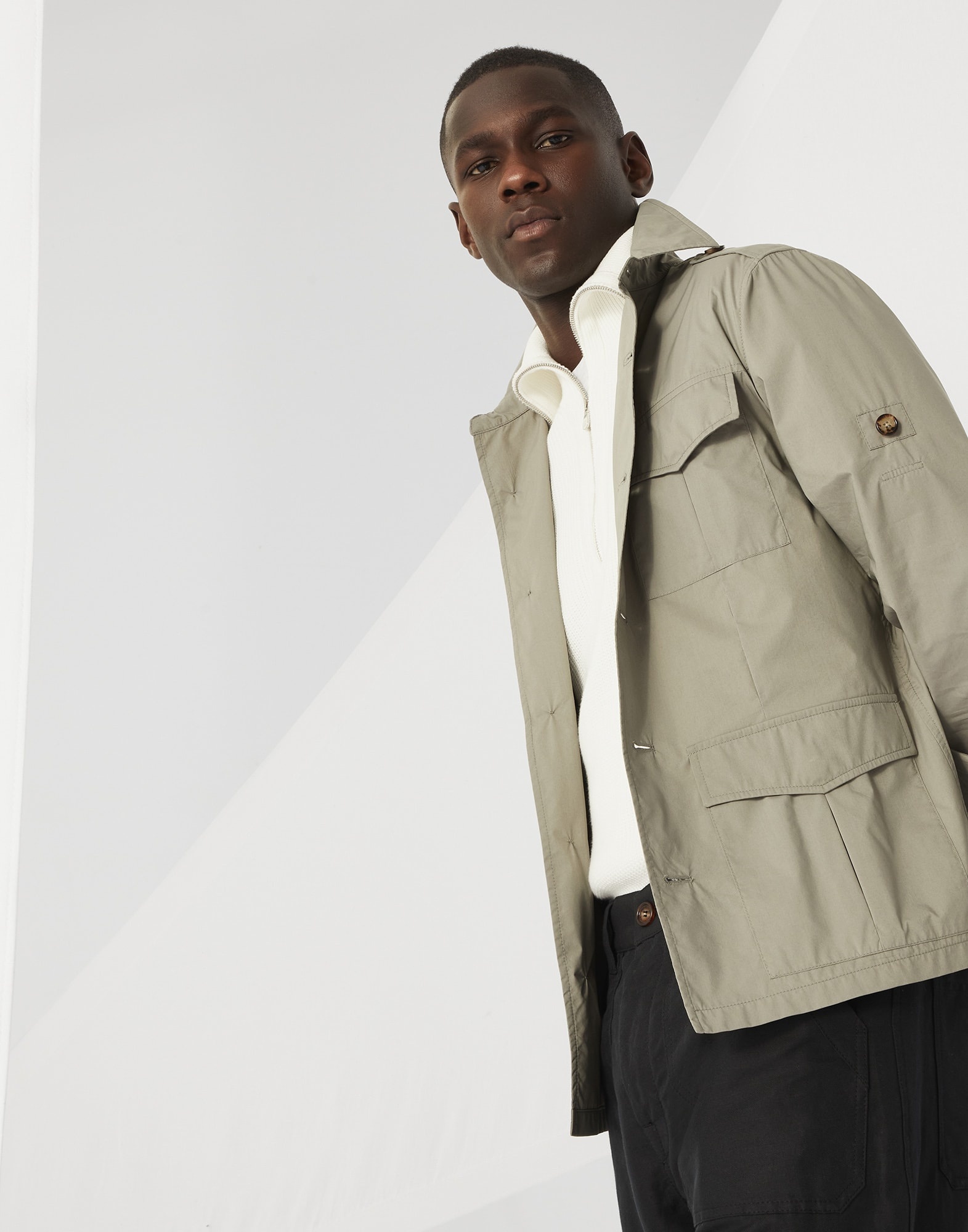 Lightweight water-resistant techno cotton unlined safari jacket - 4