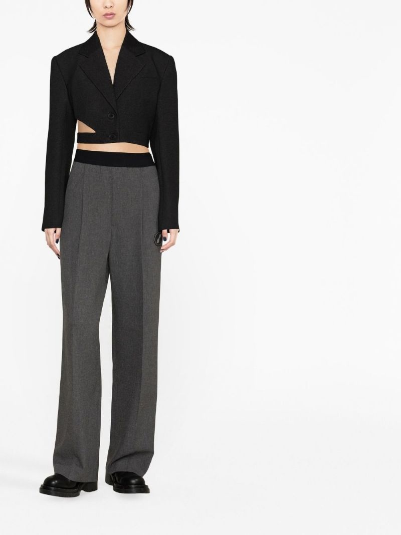 logo-patch wide trousers - 1