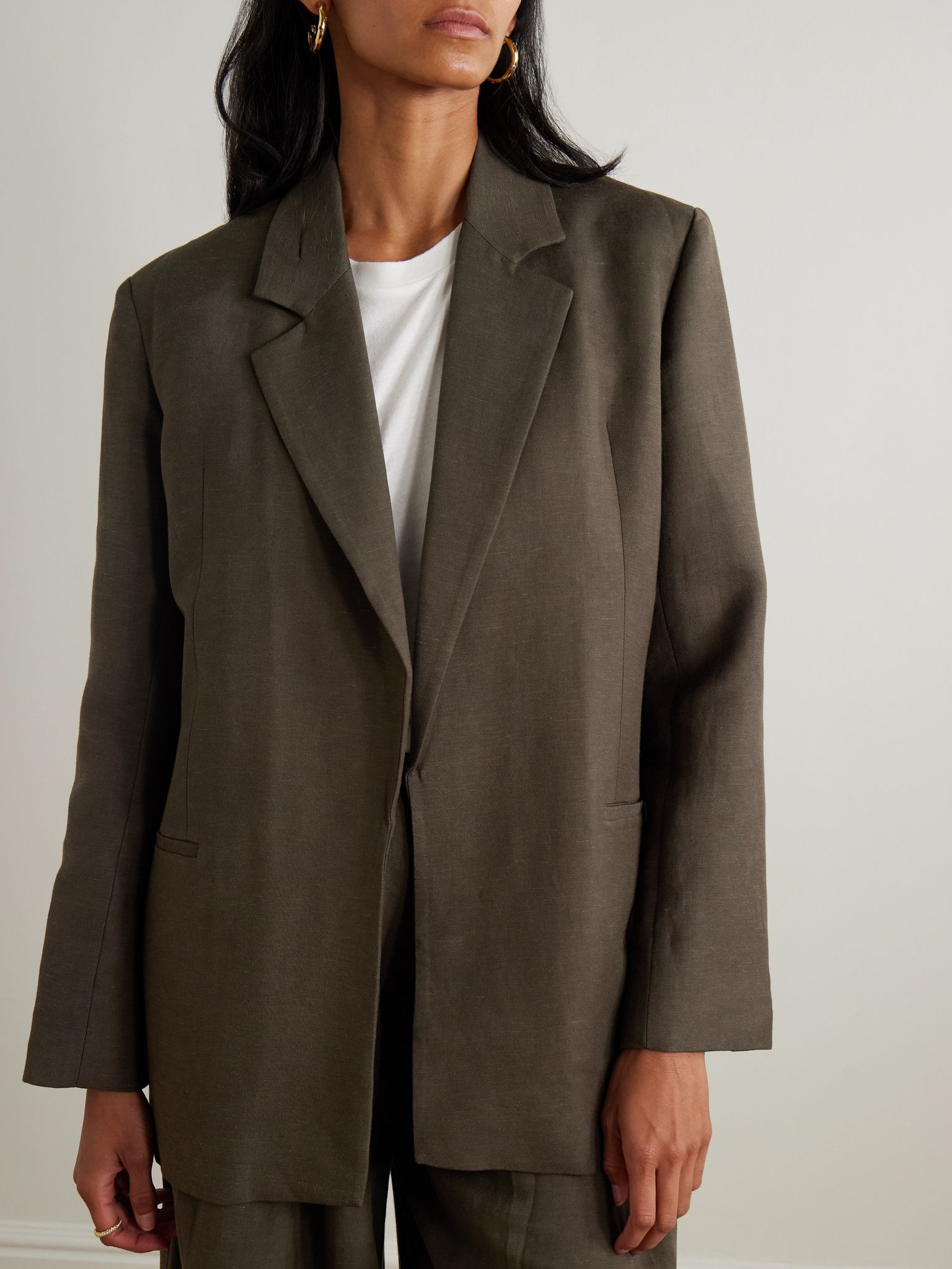 Felix oversized woven blazer Dark green - 3