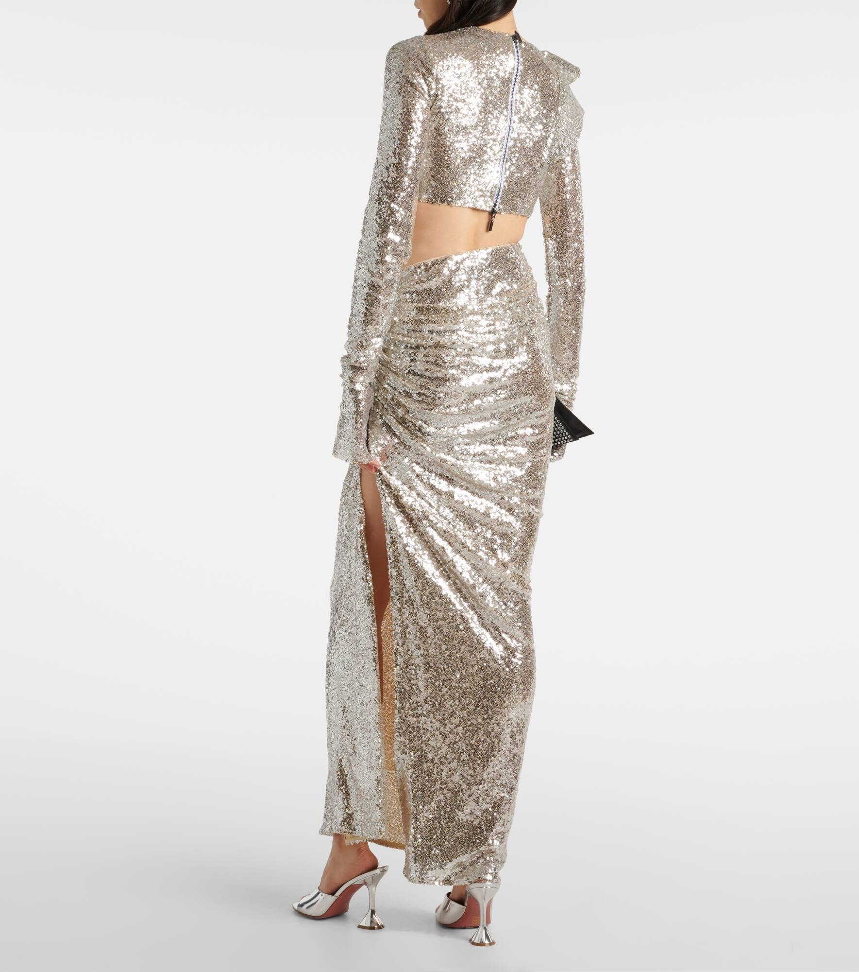 Luna draped sequined maxi skirt - 3