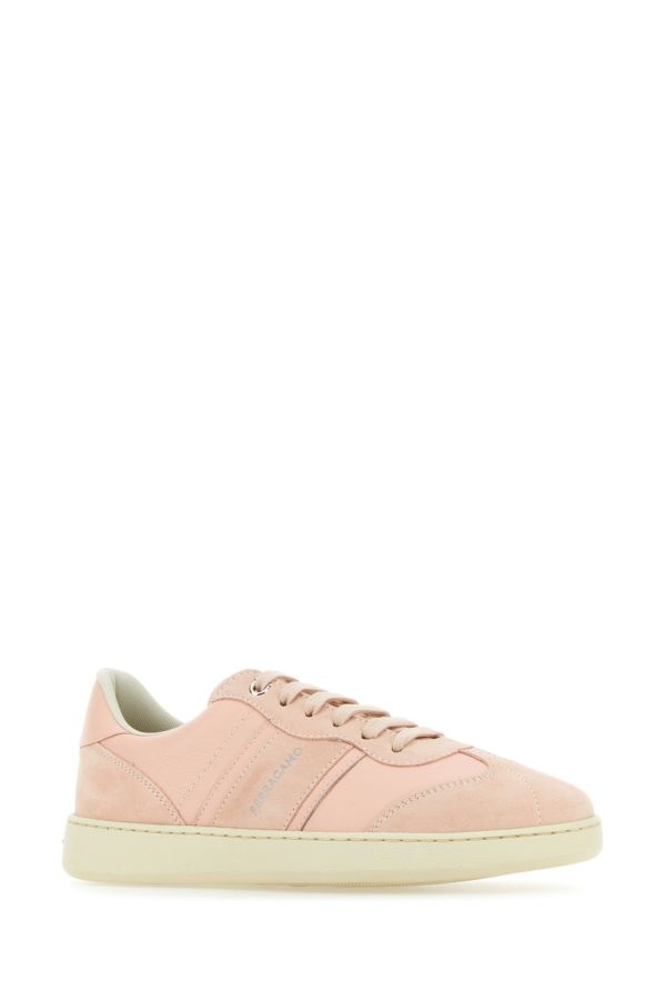 Salvatore Ferragamo Woman Pastel Pink Leather And Suede Achille Sneakers - 2