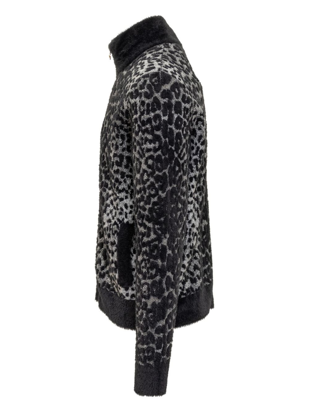 leopard-pattern zip-up sweatshirt - 3