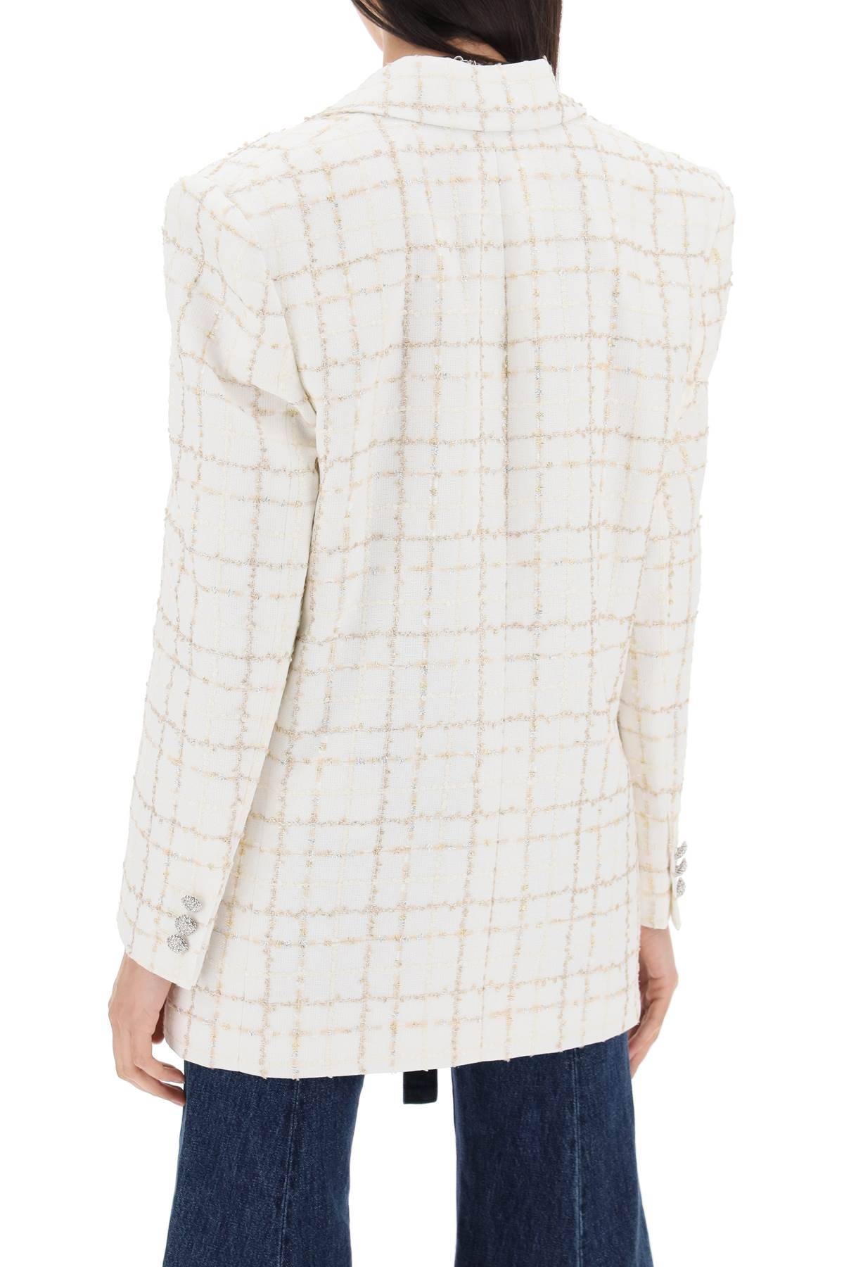 Alessandra Rich Oversized Tweed Jacket With Plaid Pattern - 4