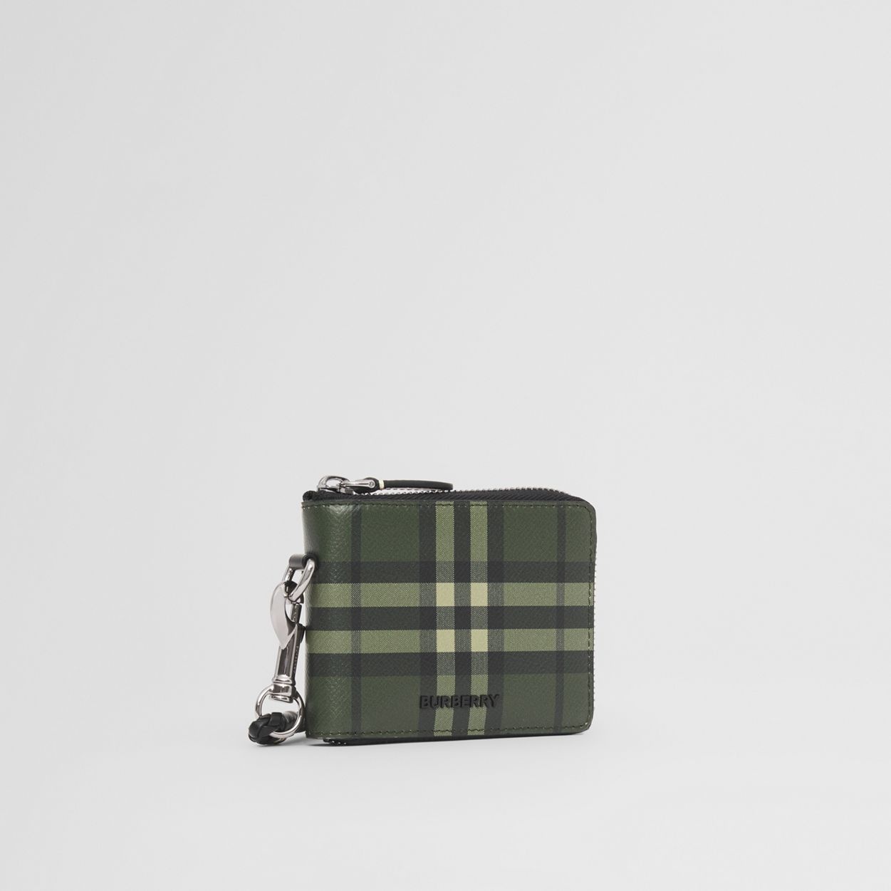 Check Print Leather Ziparound Wallet Lanyard 6
