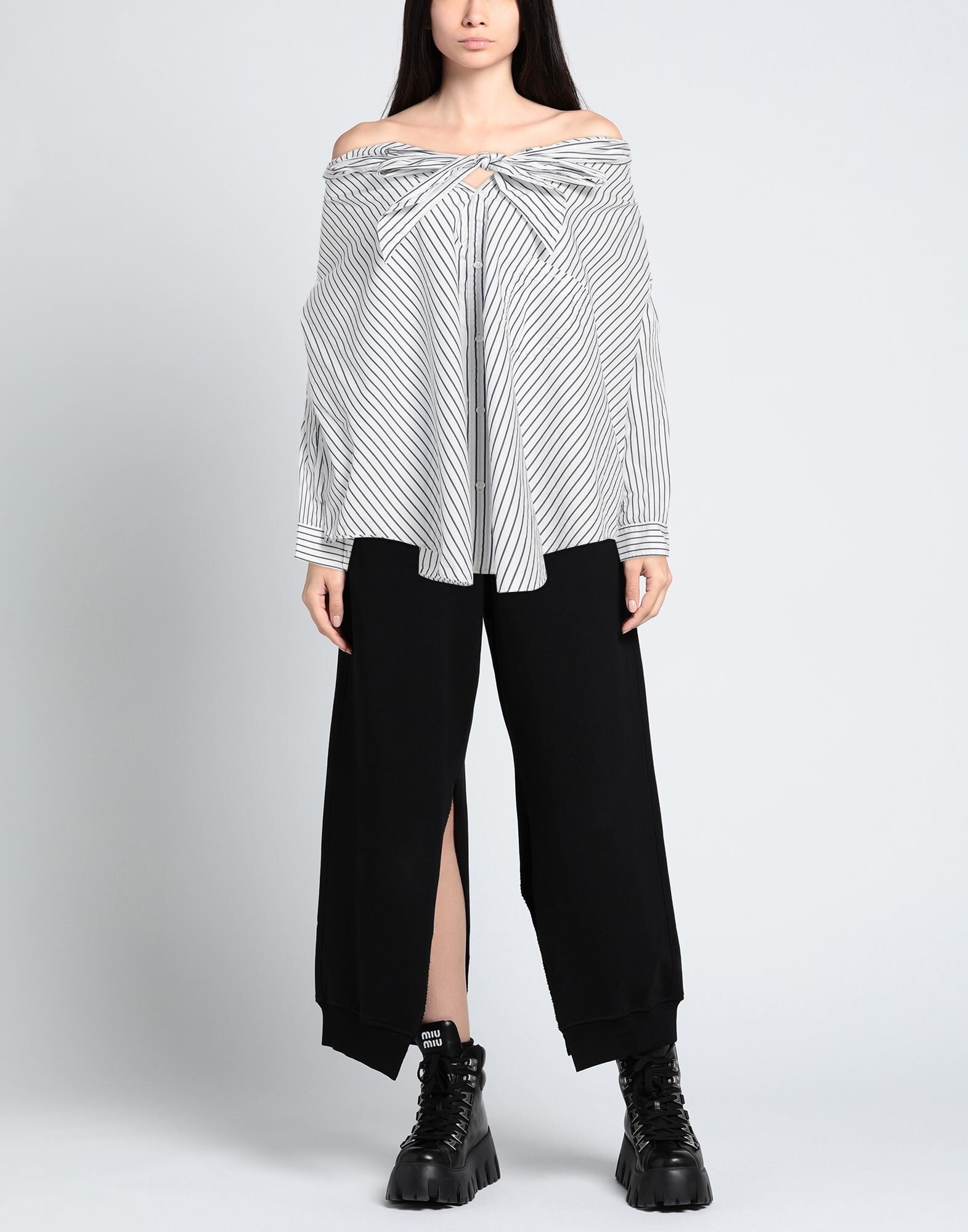 White Women's Shirts & Blouses With Bow - 2