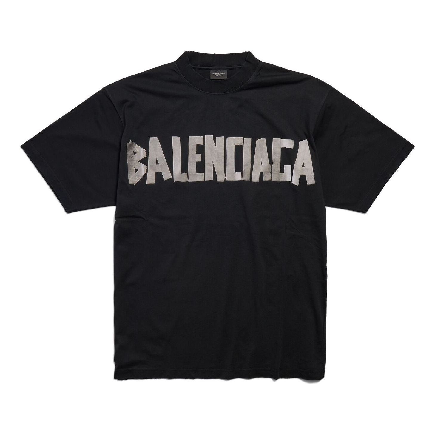 (WMNS) Balenciaga New Tape Type T-shirt Medium Fit 'Black' 739784TQVQ81073 - 1