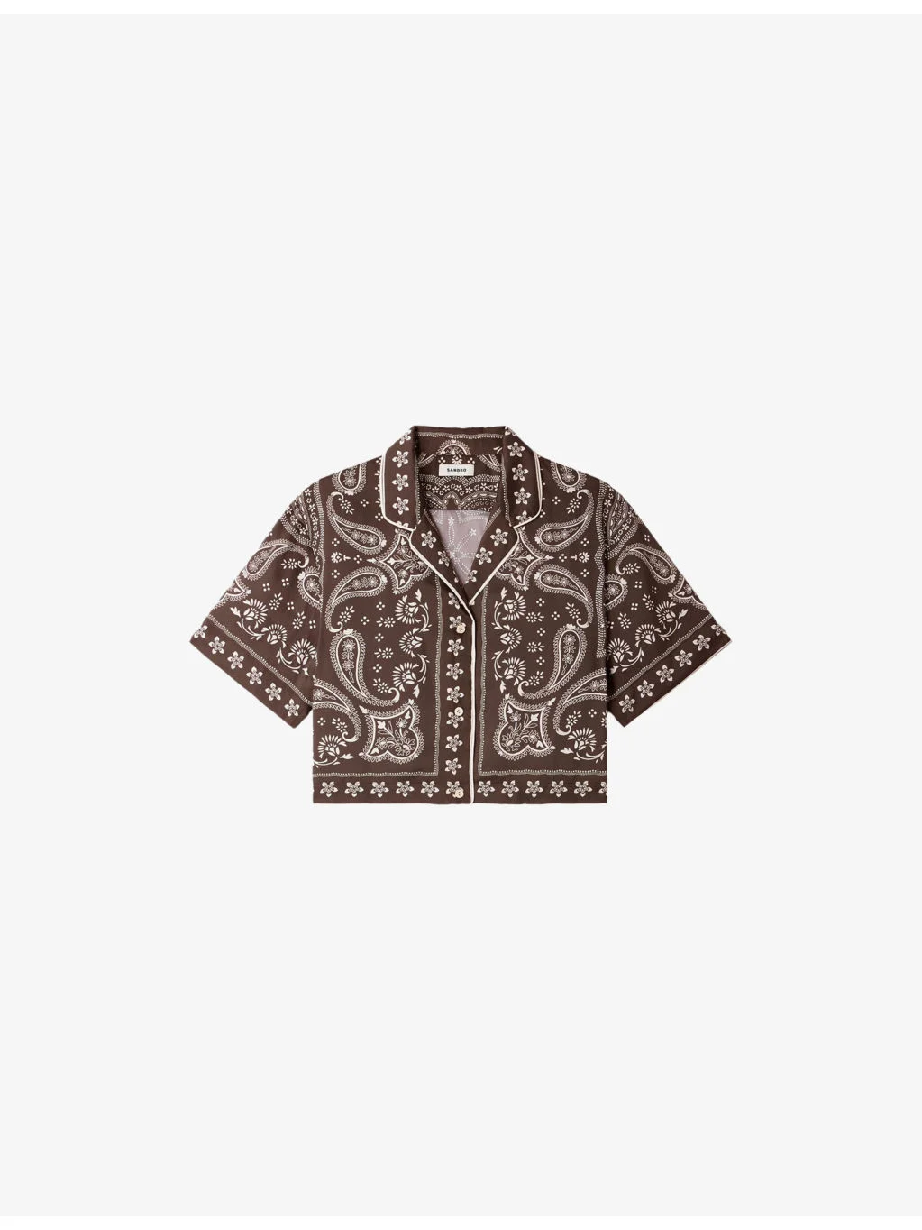 Bandana-Print Cropped Satin Shirt - 1
