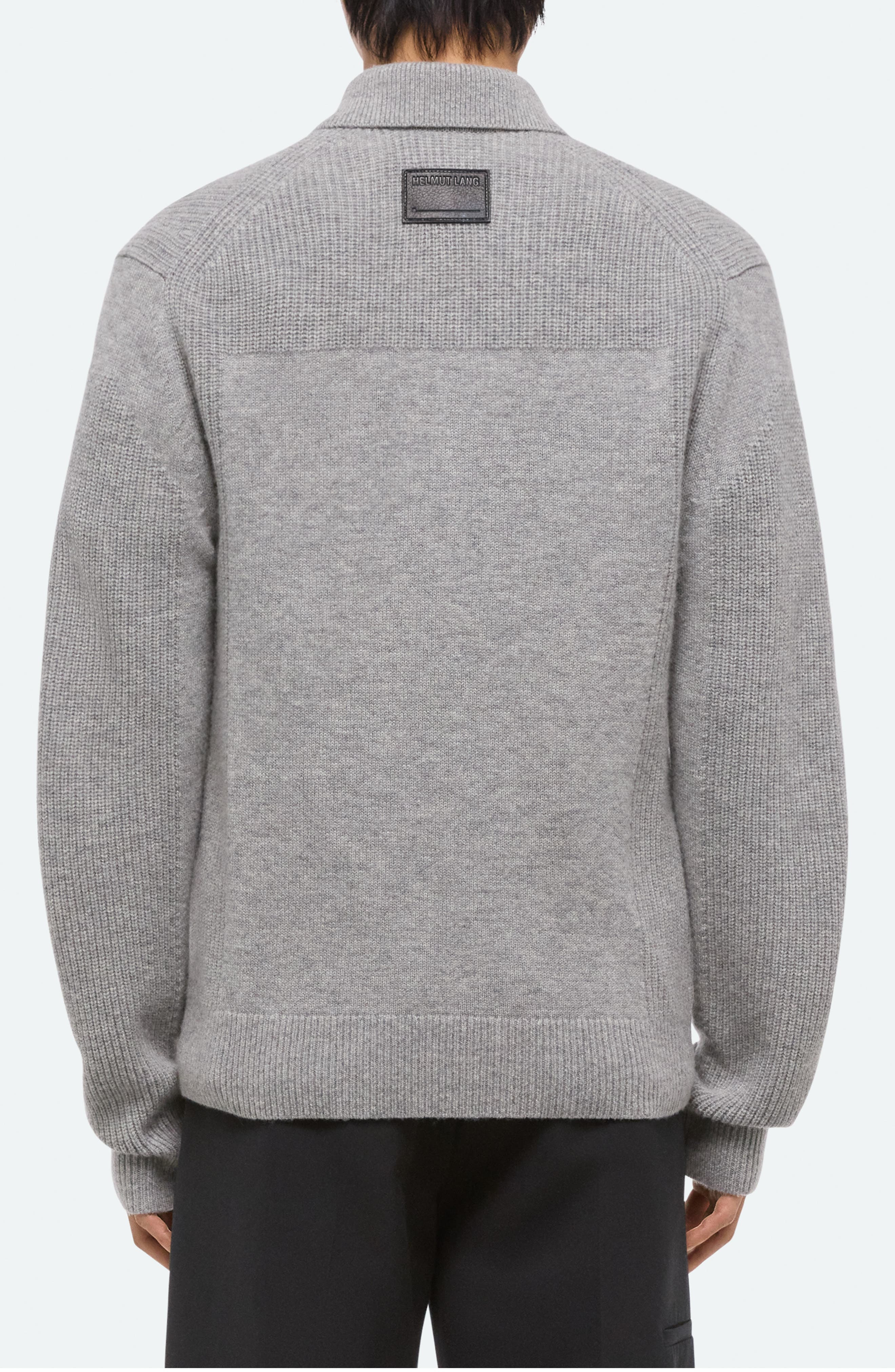 Helmut Lang Block Polo Sweater in Grey Melange - 2