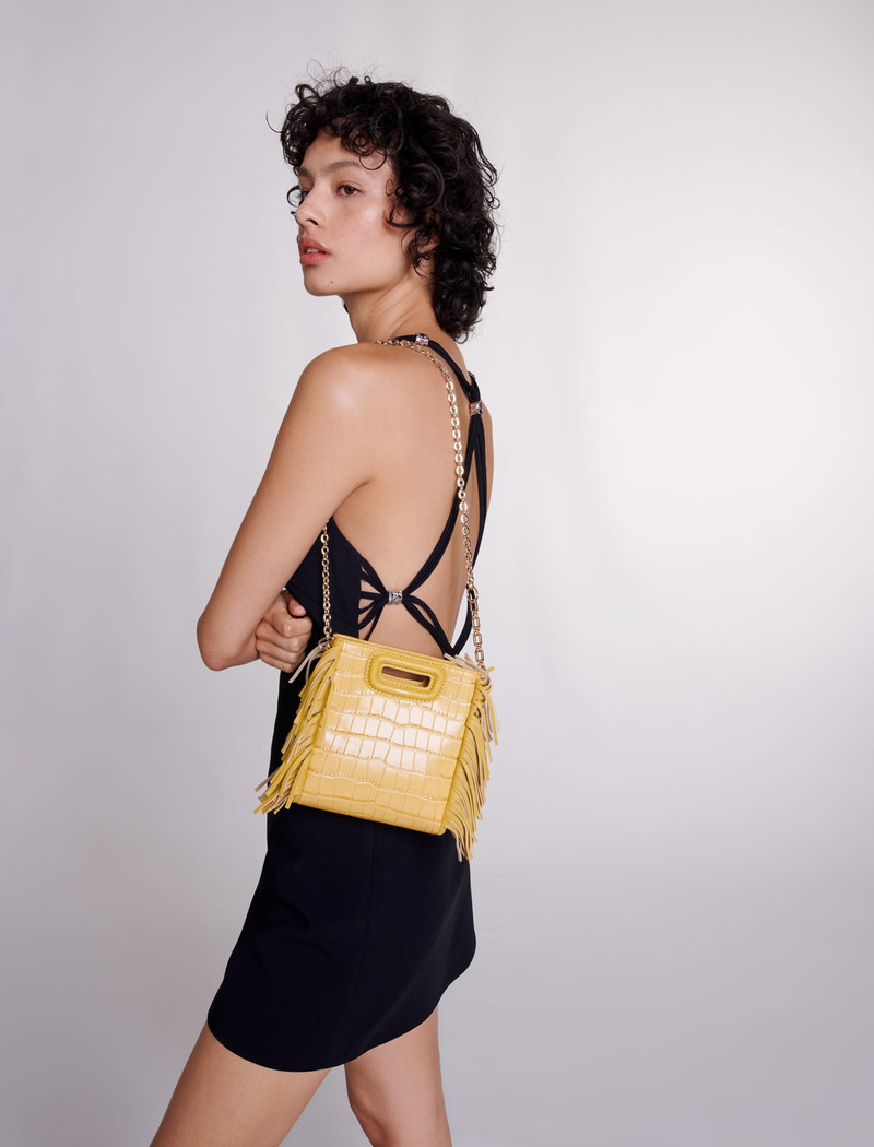 Mini embossed-leather M bag with chain 6