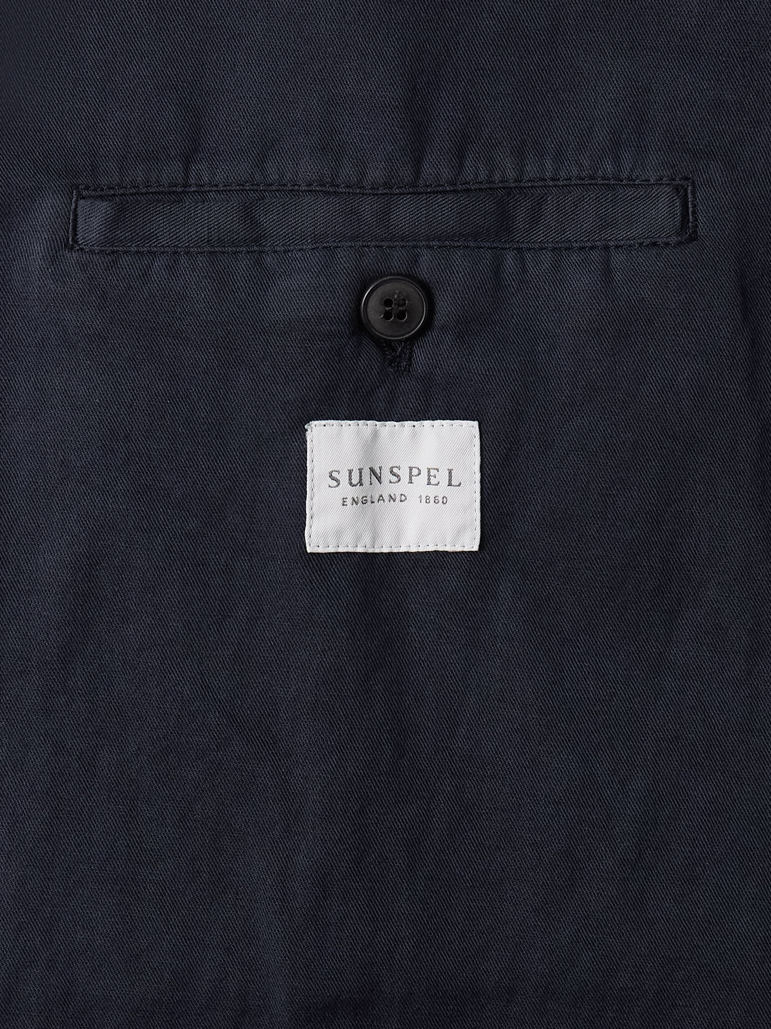 Unstructured Garment-Dyed Cotton and Linen-Blend Twill Blazer Navy - 5